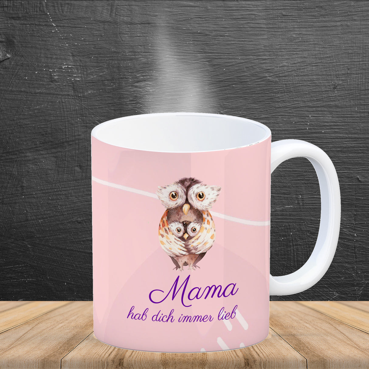 Mama hab dich immer lieb Kaffeebecher mit niedlichem Nilpferd in rosa
