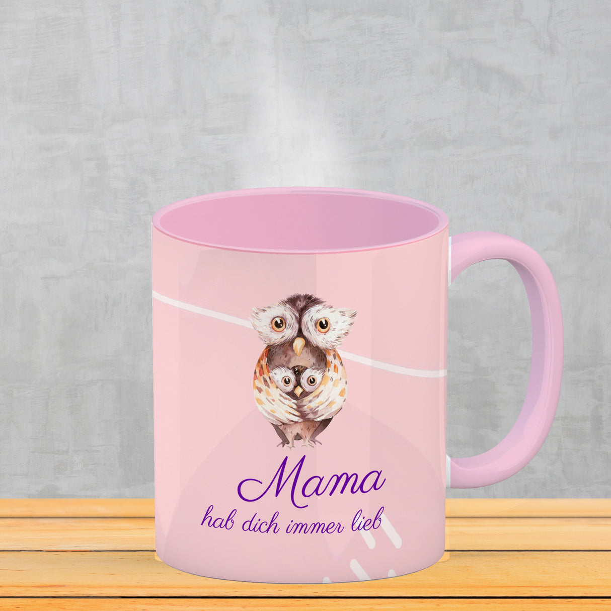 Mama hab dich immer lieb Kaffeebecher mit niedlichem Nilpferd in rosa