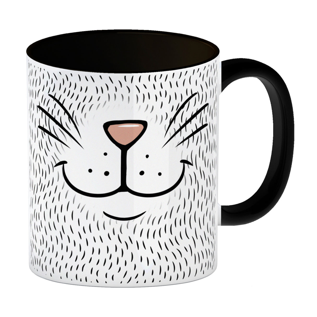 Katzengesicht Kaffeebecher mit süßem Lächeln einer Katze