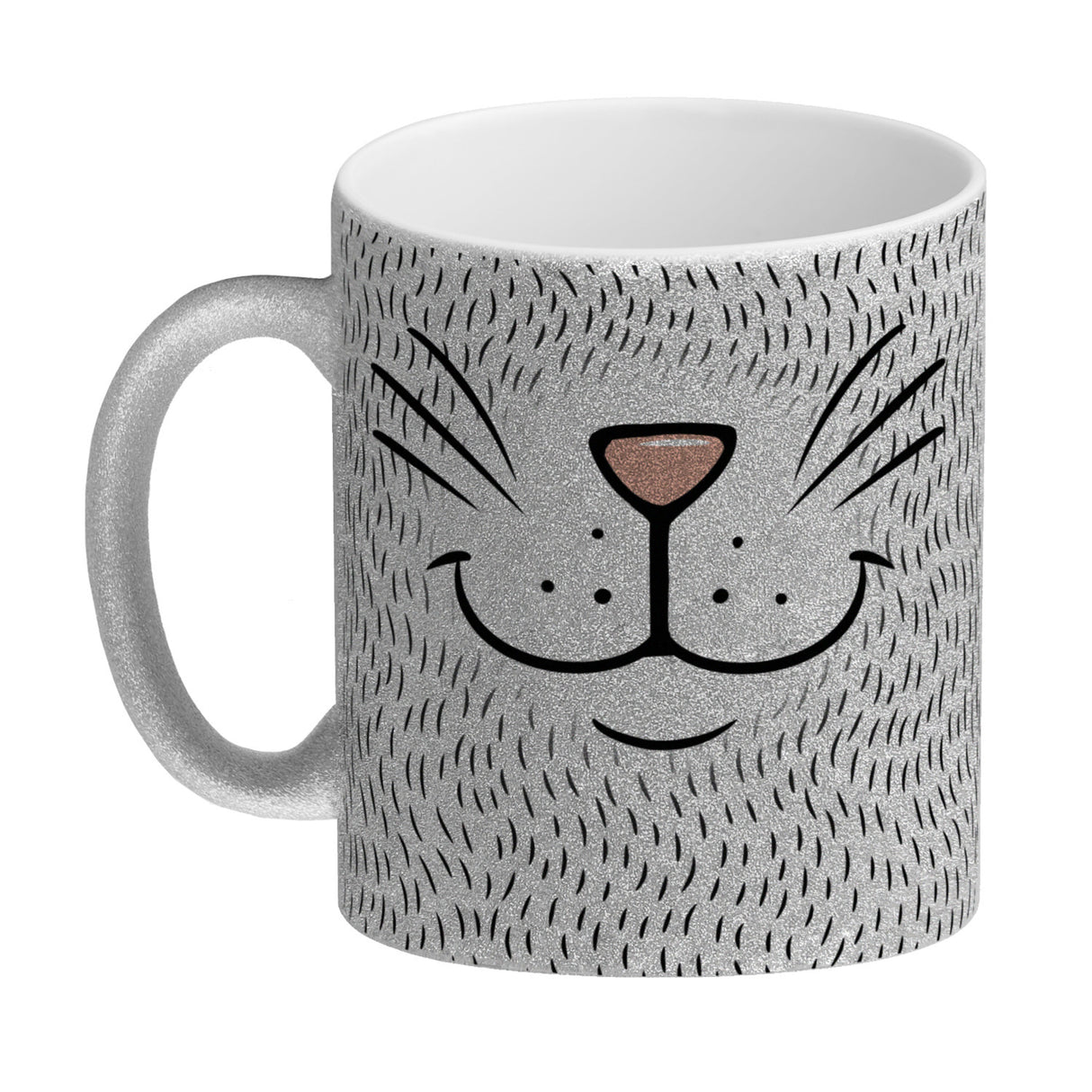Katzengesicht Kaffeebecher mit süßem Lächeln einer Katze