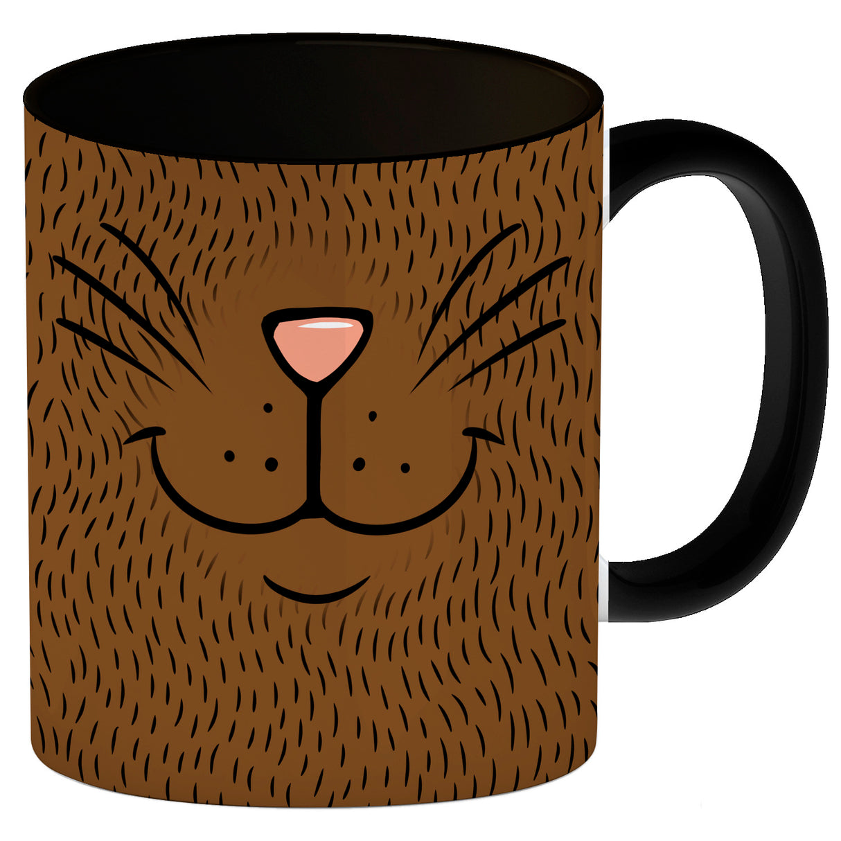 Katzengesicht Kaffeebecher mit süßem Lächeln einer Katze