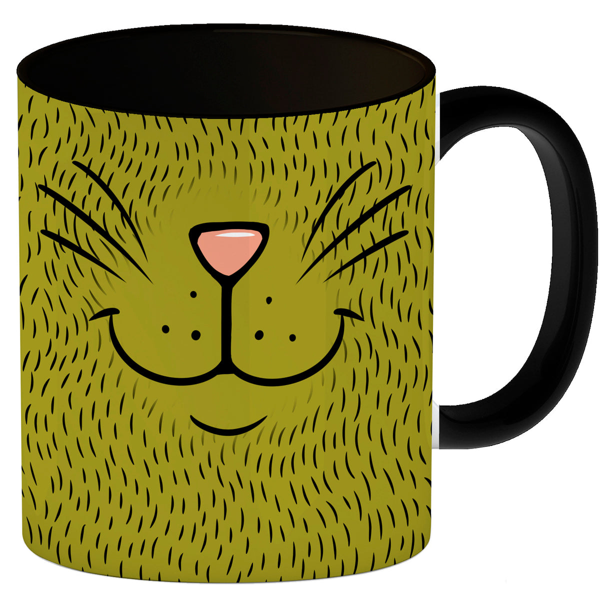 Katzengesicht Kaffeebecher mit süßem Lächeln einer Katze
