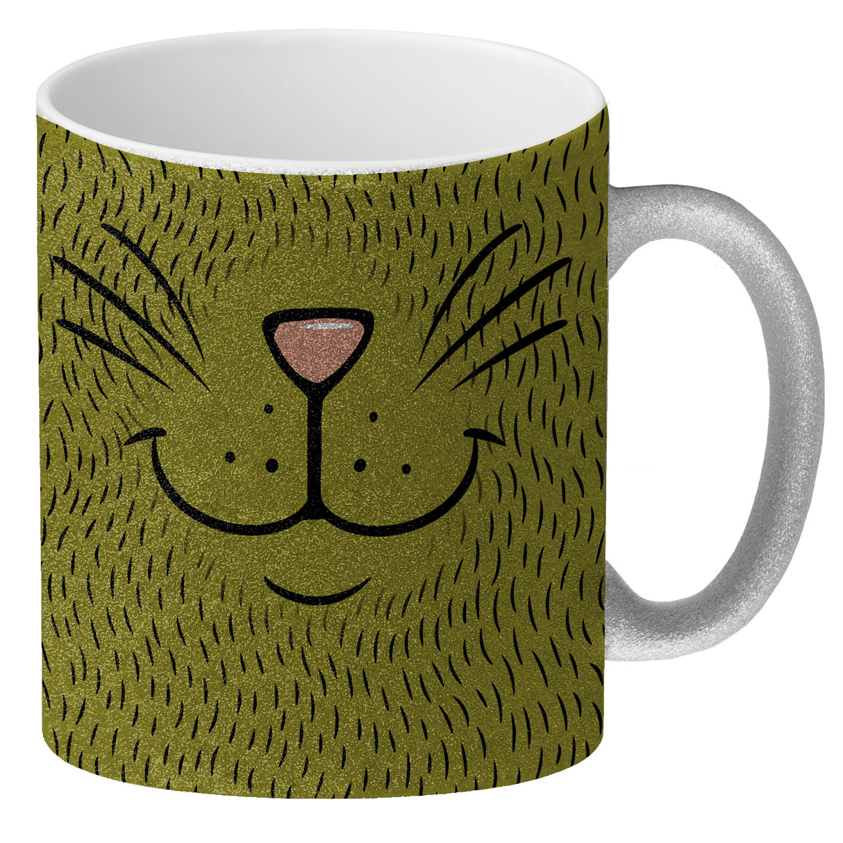 Katzengesicht Kaffeebecher mit süßem Lächeln einer Katze