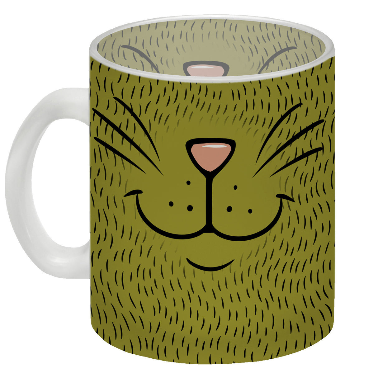 Katzengesicht Kaffeebecher mit süßem Lächeln einer Katze