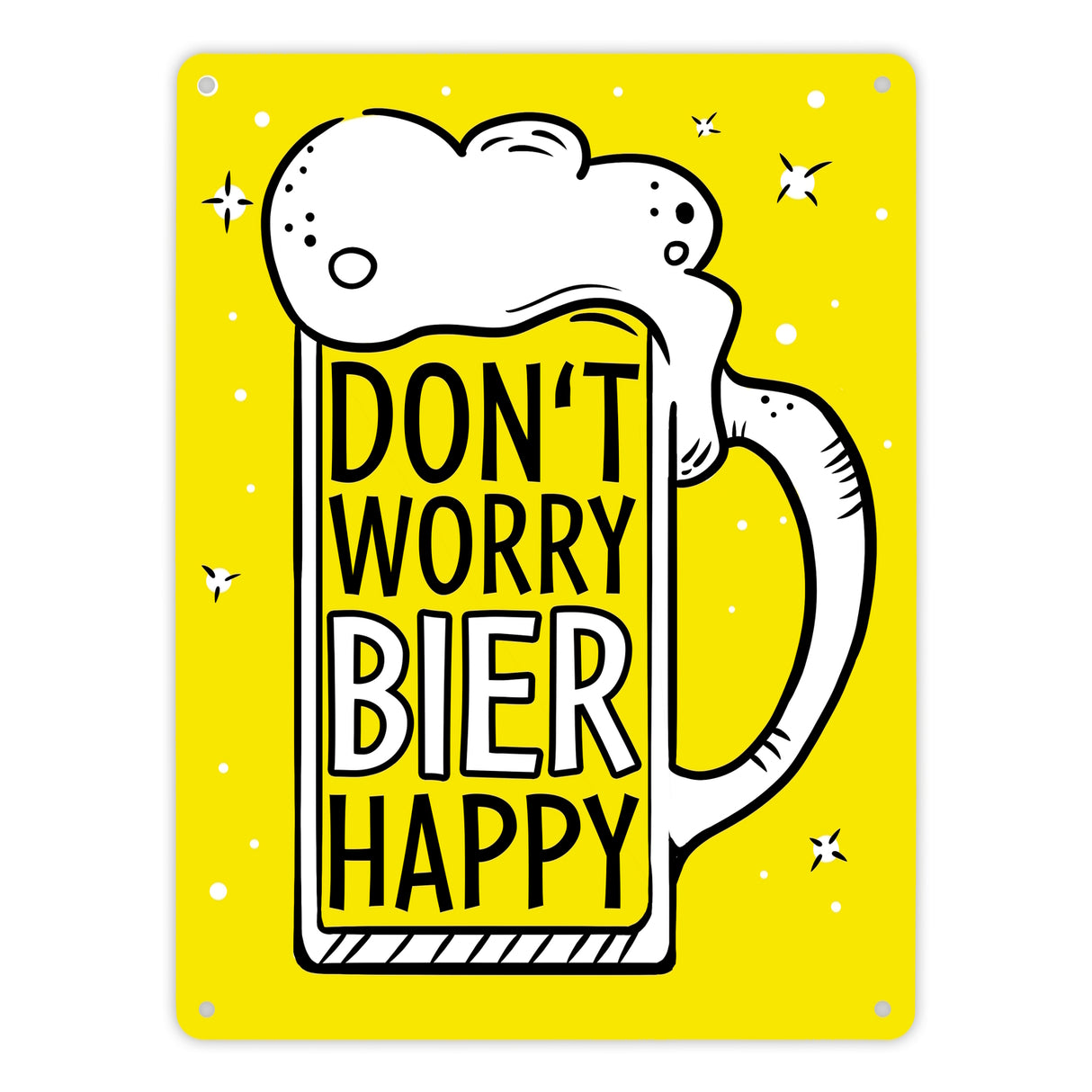 Don't worry Bier happy - Metallschild mit Bierkrug Motiv