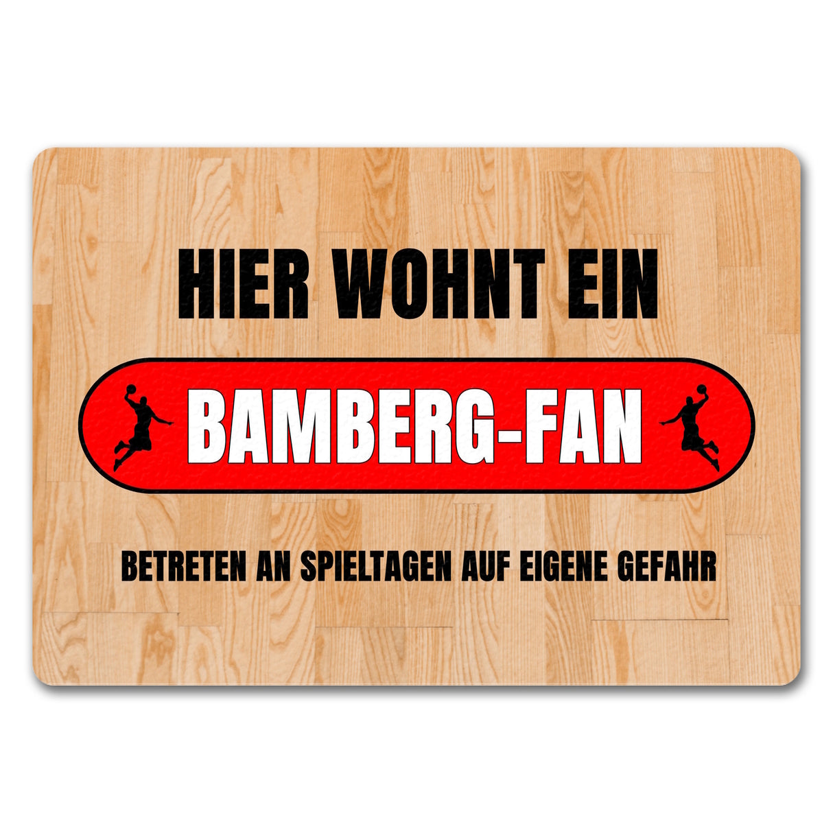 Hier wohnt ein Bamberg-Fan Fußmatte in 35x50 cm mit Turnhallenboden Motiv