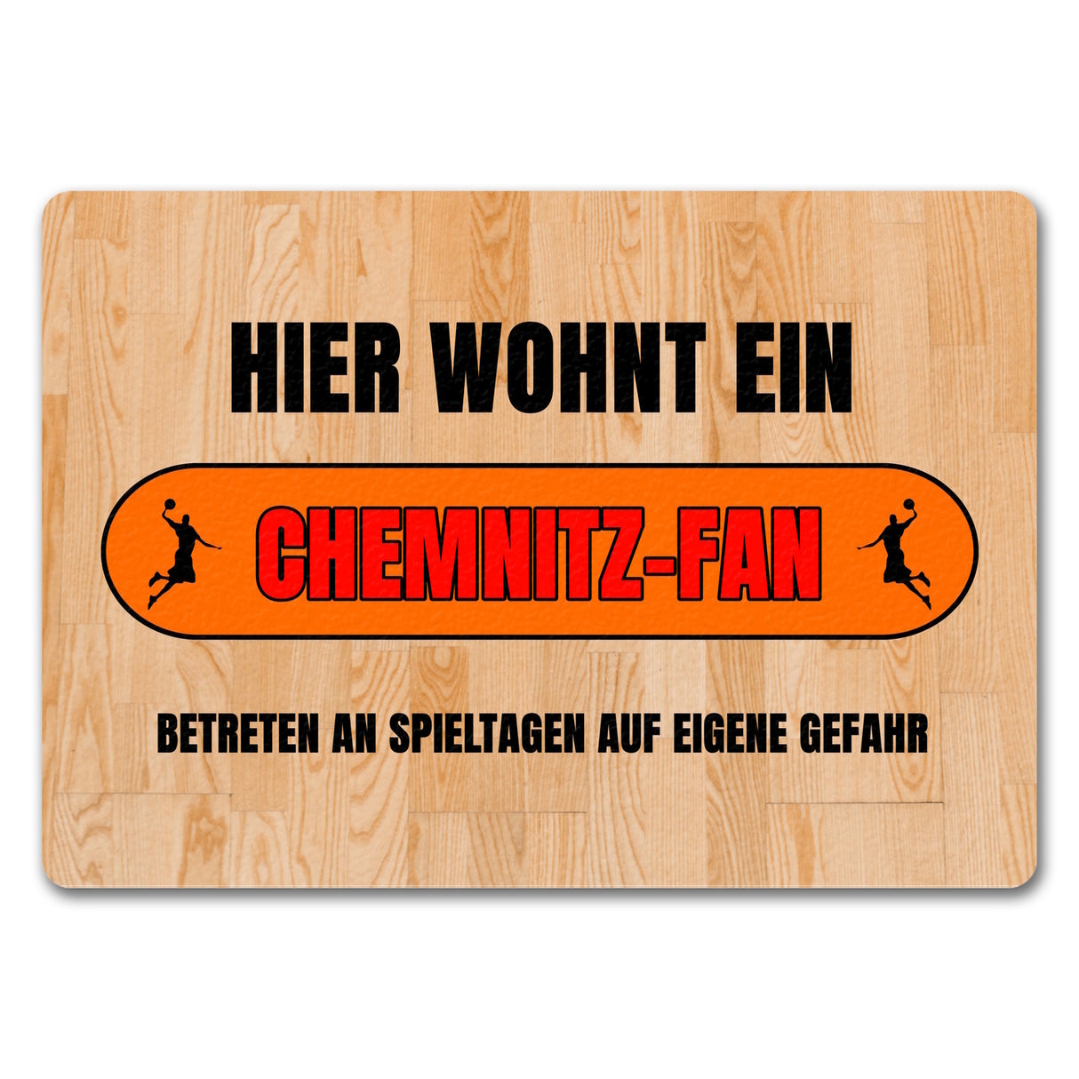 Hier wohnt ein Chemnitz-Fan Fußmatte in 35x50 cm mit Turnhallenboden Motiv