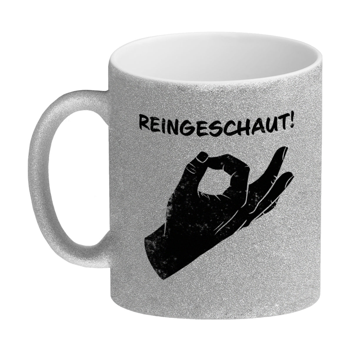 Reingeschaut! Kaffeebecher mit lustigem Streich