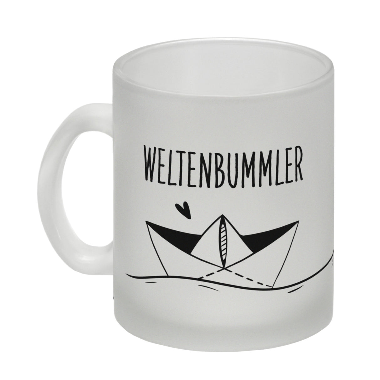 Weltenbummler Kaffeebecher mit schönem Papierschiff Motiv