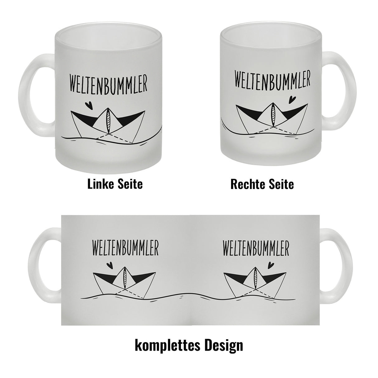 Weltenbummler Kaffeebecher mit schönem Papierschiff Motiv
