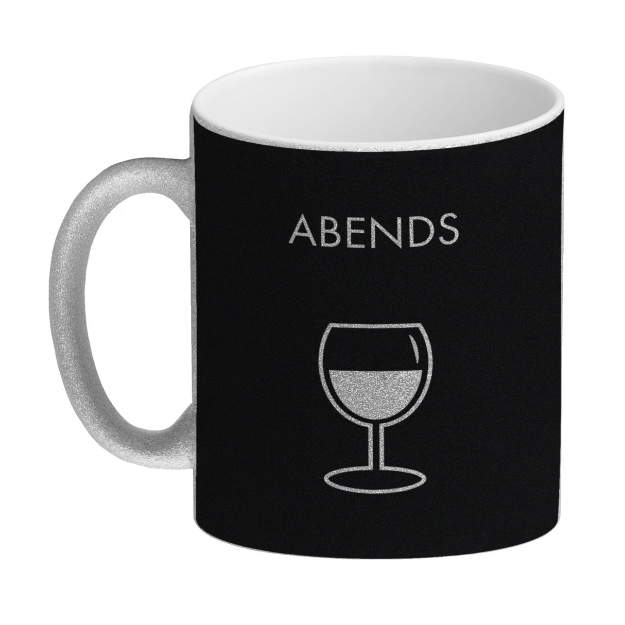 Morgens und Abends Kaffeebecher mit Kaffeebecher und Weinglas Wendemotiv