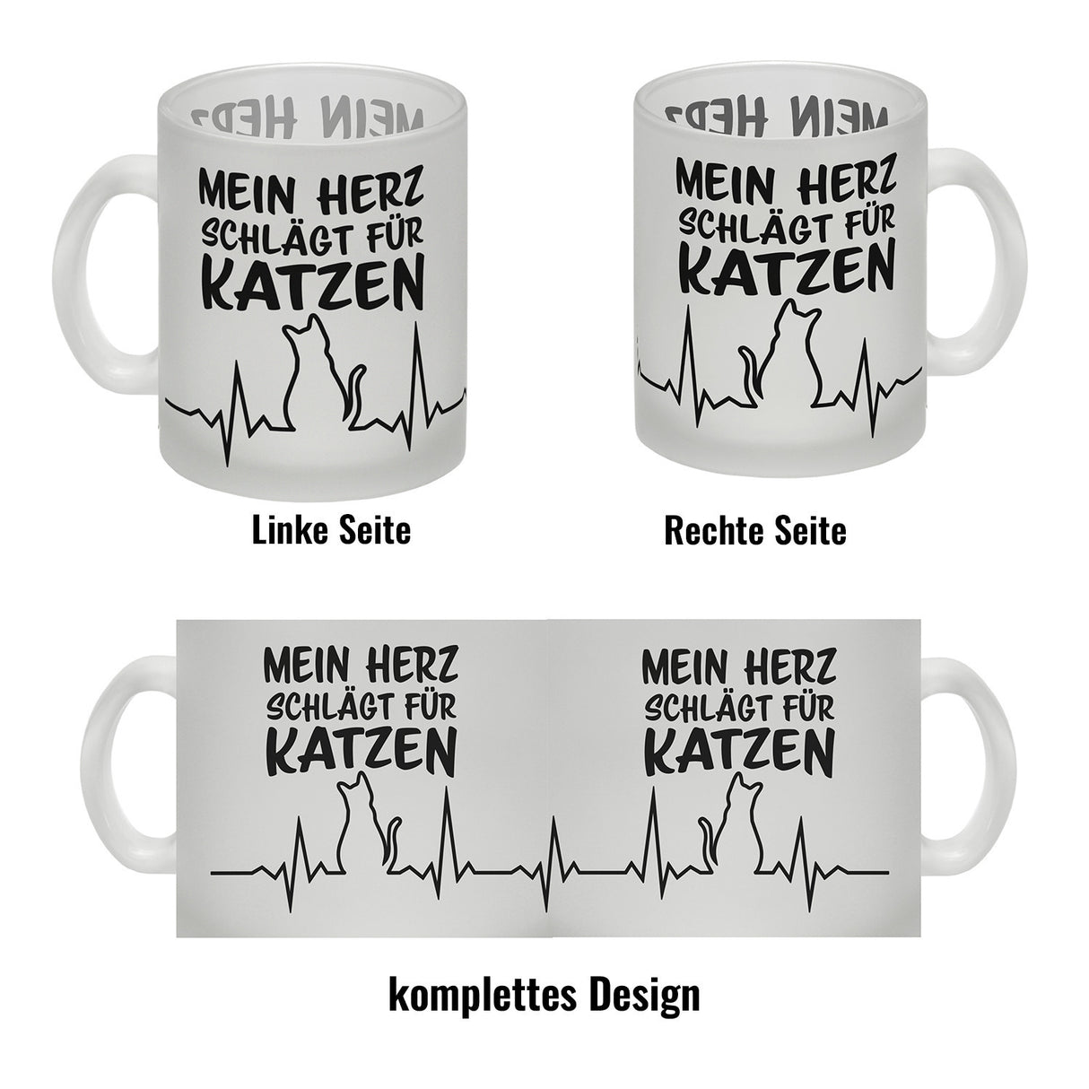 Mein Herz schlägt für Katzen Kaffeebecher mit süßem EKG Motiv