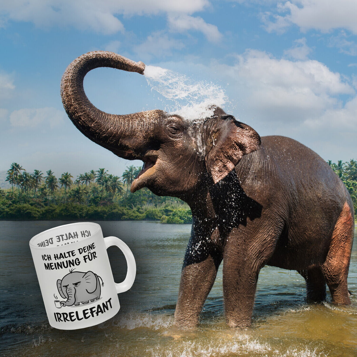Ich halte deine Meinung für Irrelefant Kaffeebecher mit witzigem Elefanten