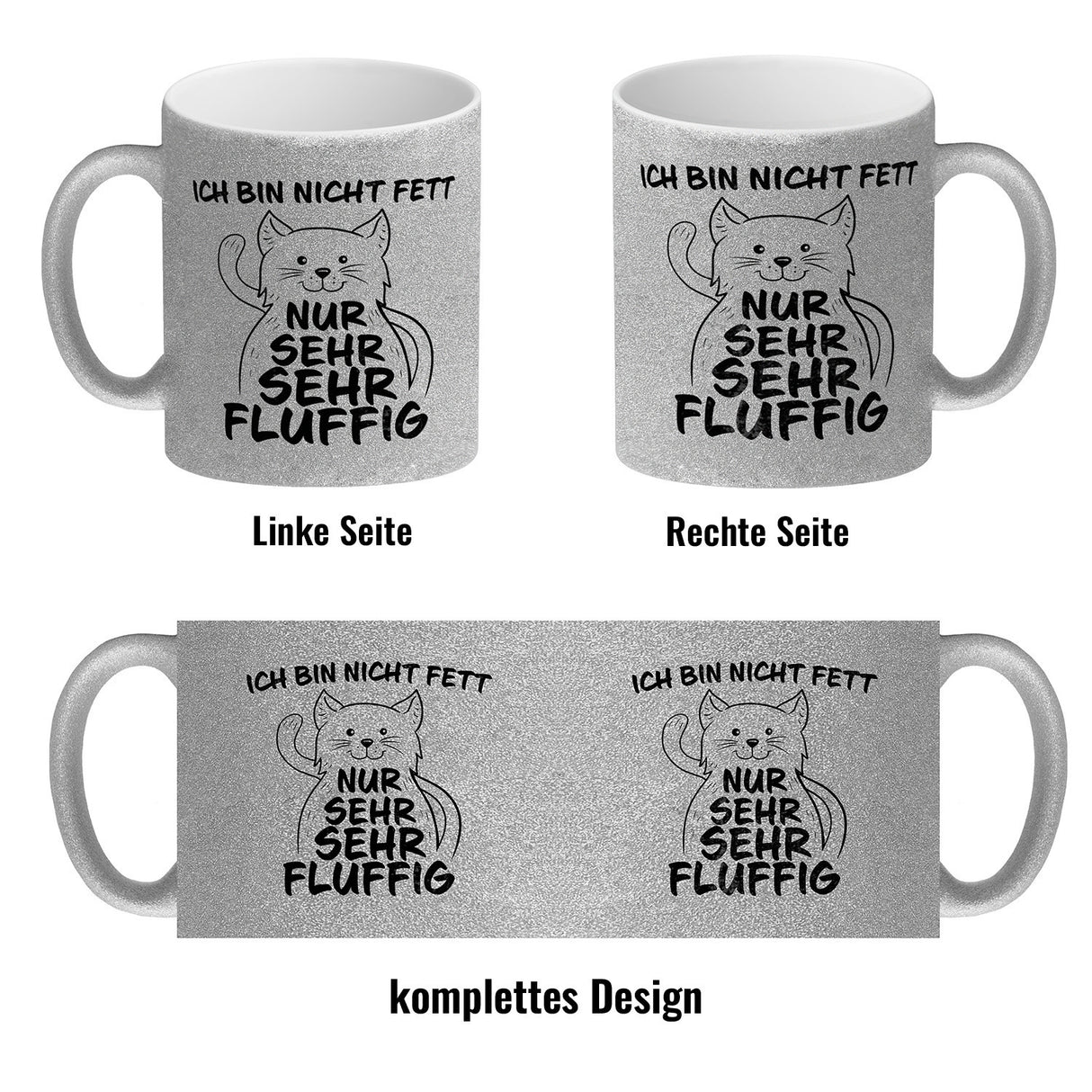 Ich bin nicht Fett nur sehr fluffig Kaffeebecher mit lustiger Katze
