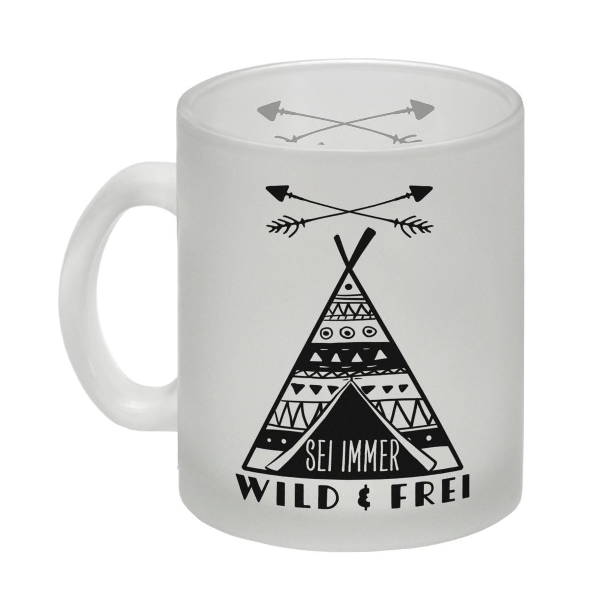 Sei immer wild & frei Kaffeebecher mit Zelt Motiv