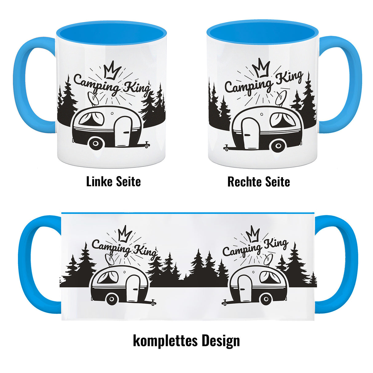 Camping King Kaffeebecher mit wunderschönen Reisemotiven
