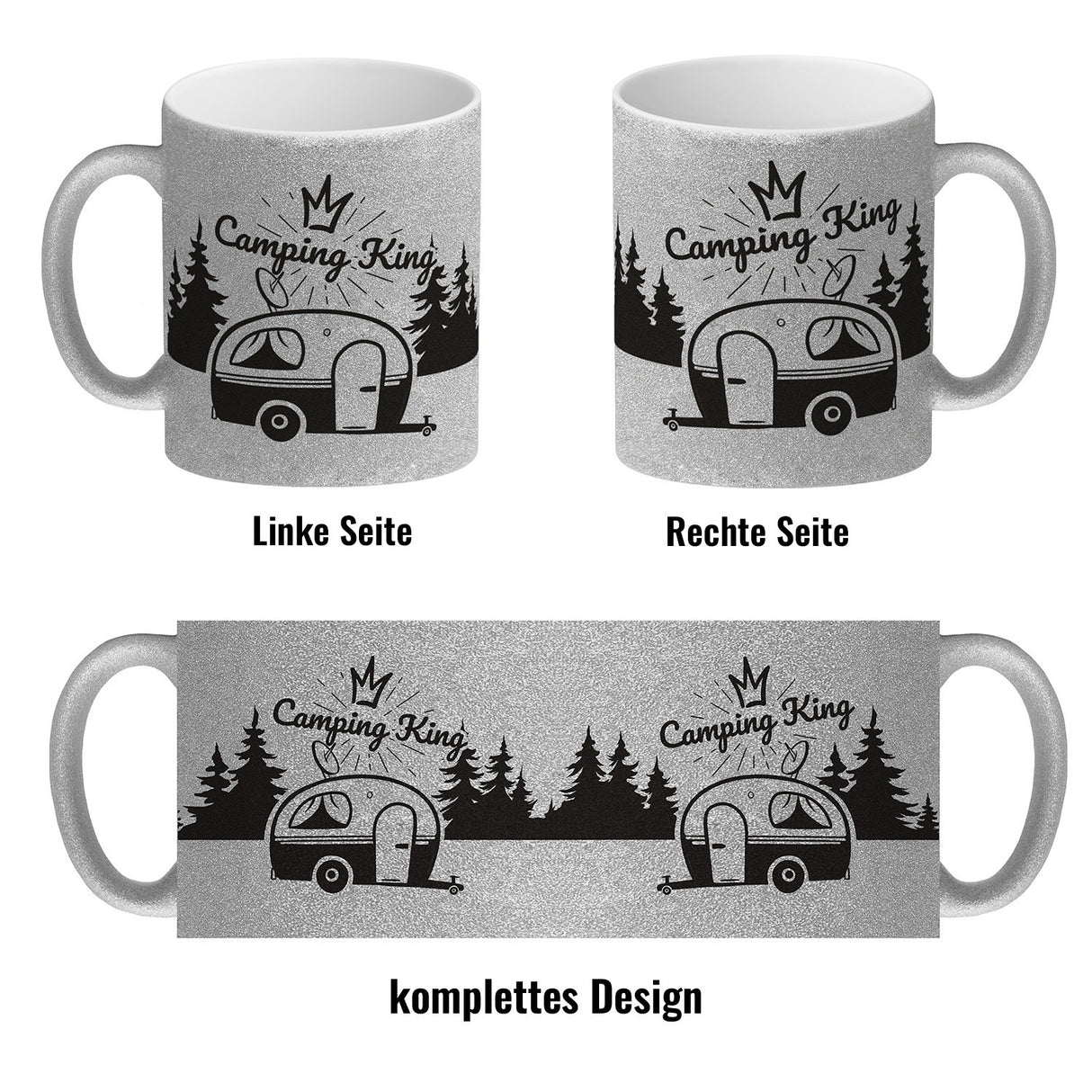 Camping King Kaffeebecher mit wunderschönen Reisemotiven