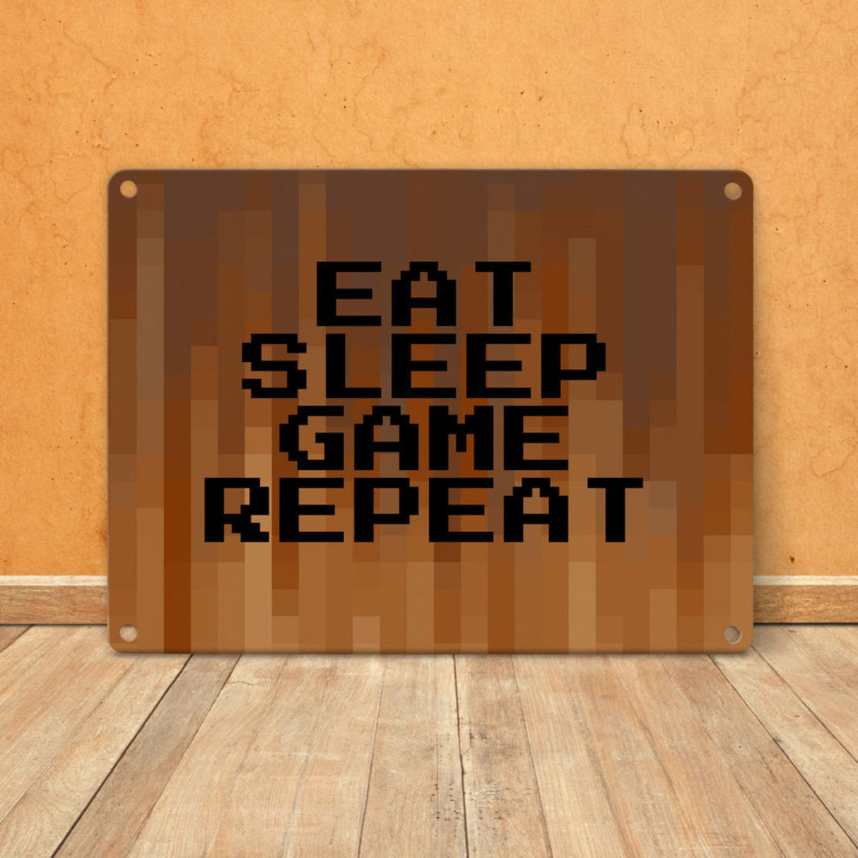 Metallschild in 15x20 cm Pixelmotiv und Spruch: Crafting Room Pixel Art Zockerzimmer