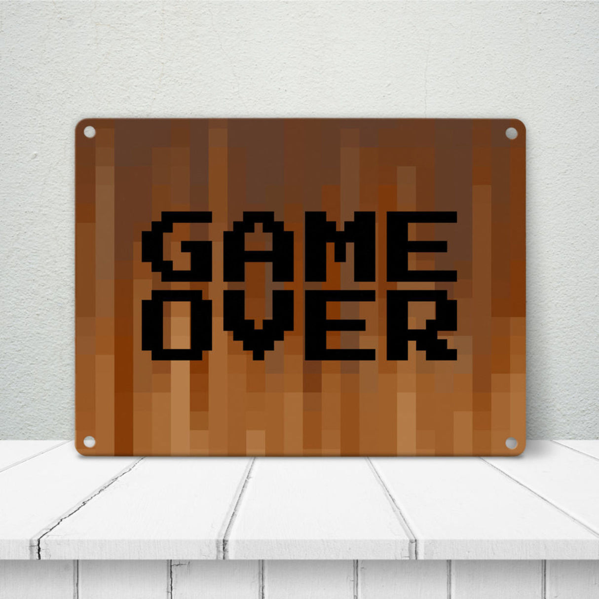 Metallschild in 15x20 cm Pixelmotiv und Spruch: Crafting Room Pixel Art Zockerzimmer
