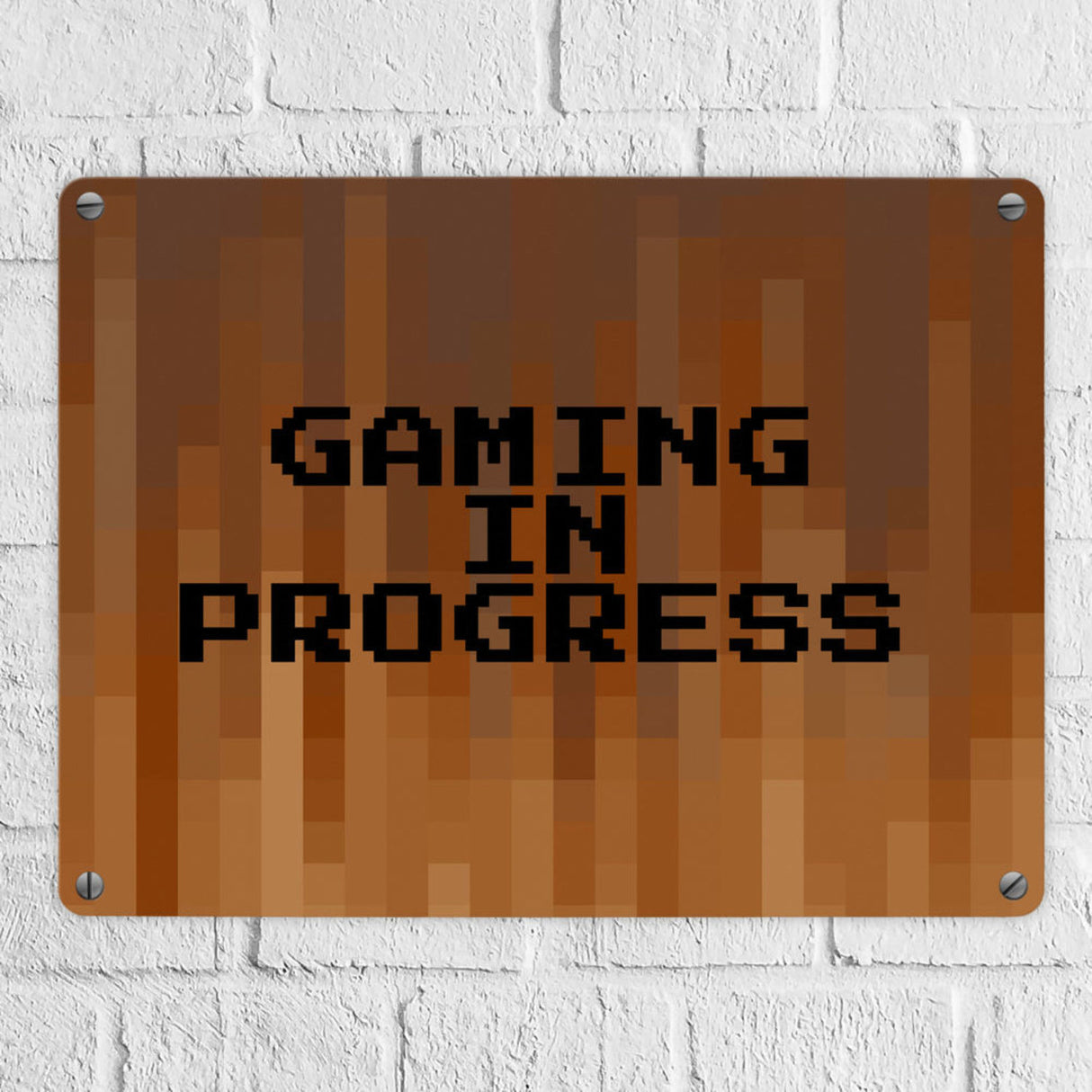 Metallschild in 15x20 cm Pixelmotiv und Spruch: Crafting Room Pixel Art Zockerzimmer