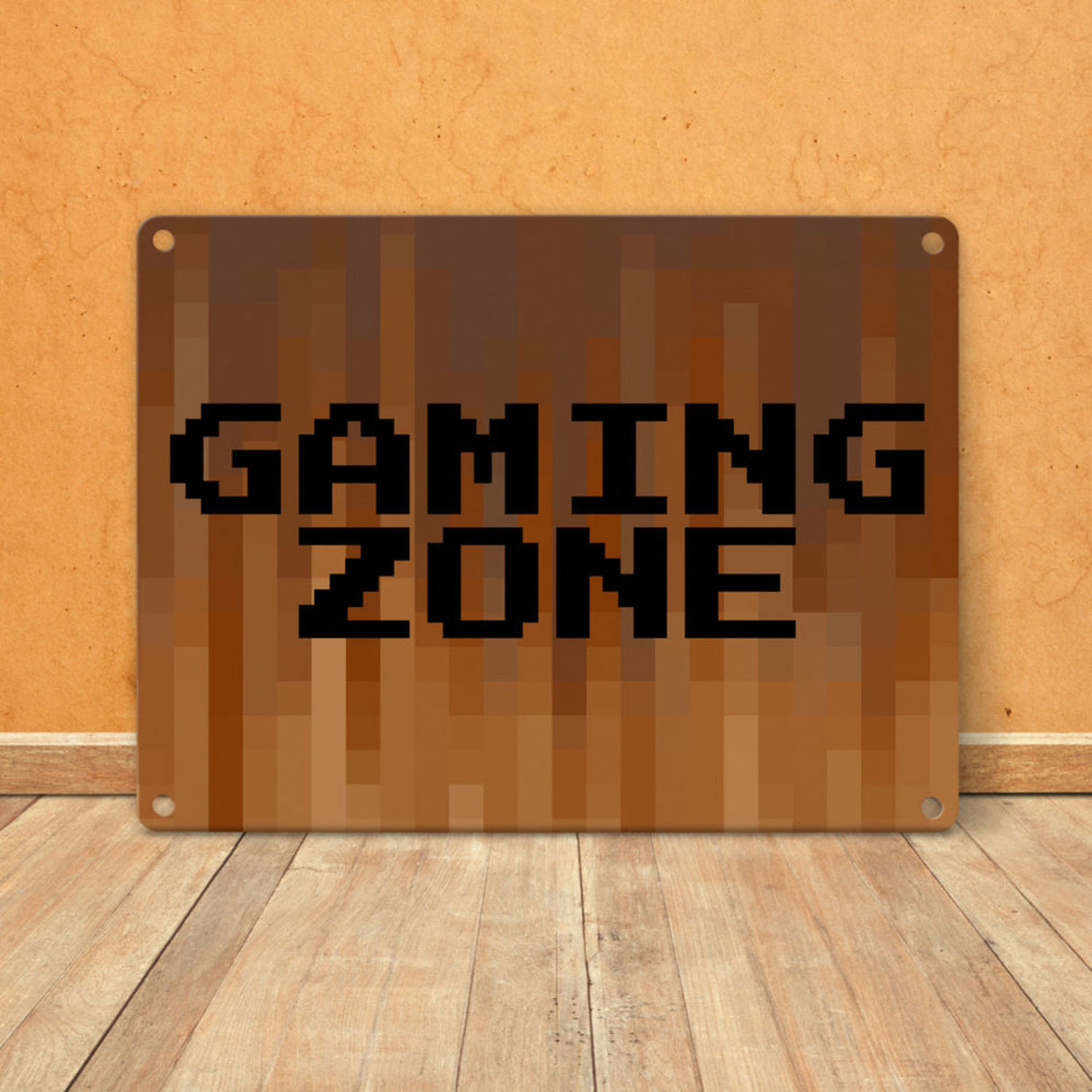 Metallschild in 15x20 cm Pixelmotiv und Spruch: Crafting Room Pixel Art Zockerzimmer