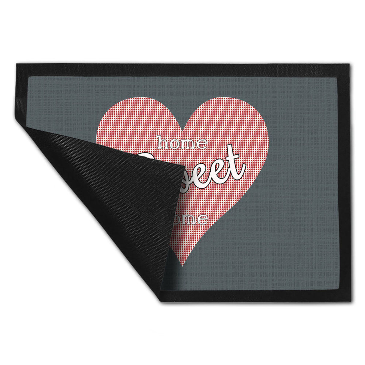 Fußmatte in 35x50 cm in dunkelgrau mit Spruch und Symbol Home und Herz