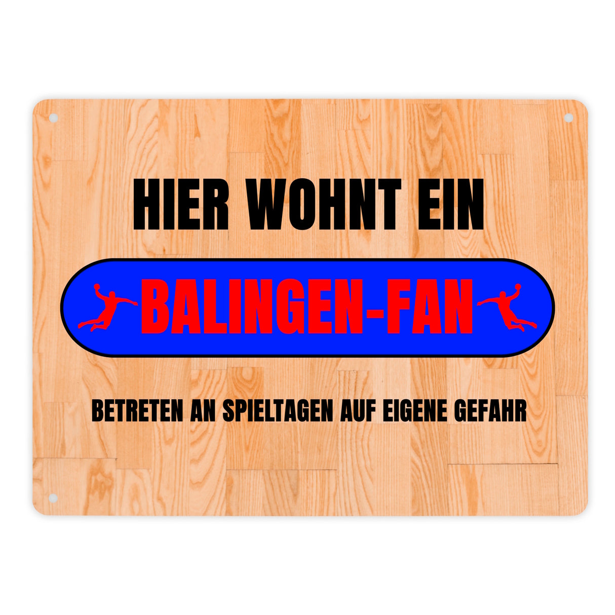 Hier wohnt ein Balingen-Fan Metallschild in 15x20 cm mit Turnhallenboden Motiv