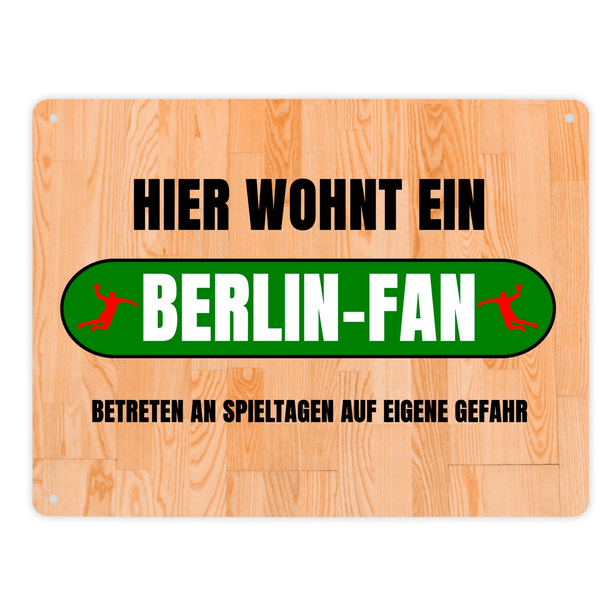 Hier wohnt ein Berlin-Fan Metallschild in 15x20 cm mit Turnhallenboden Motiv