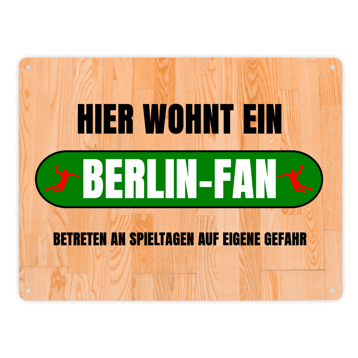 Hier wohnt ein Berlin-Fan Metallschild in 15x20 cm mit Turnhallenboden Motiv