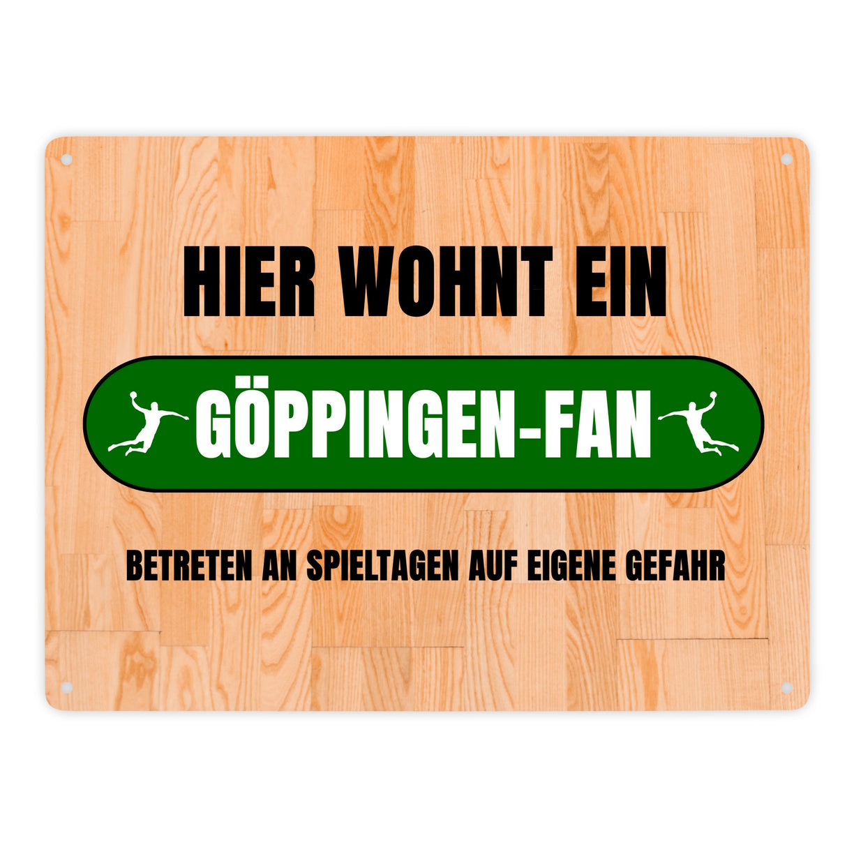 Hier wohnt ein Göppingen-Fan Metallschild in 15x20 cm mit Turnhallenboden Motiv