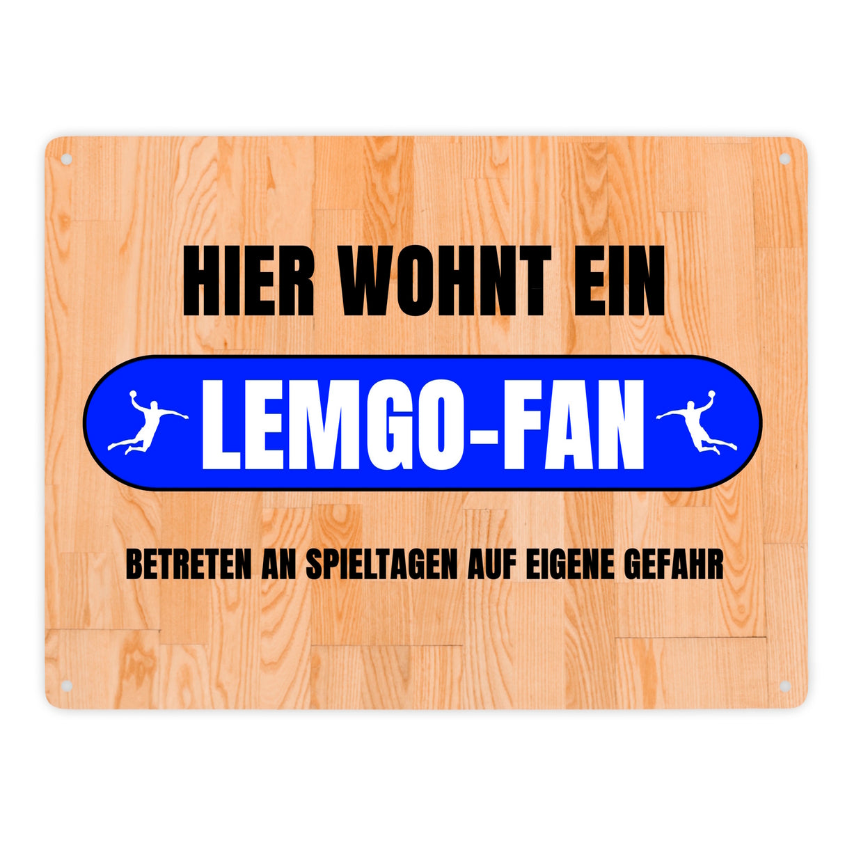 Hier wohnt ein Lemgo-Fan Metallschild in 15x20 cm mit Turnhallenboden Motiv