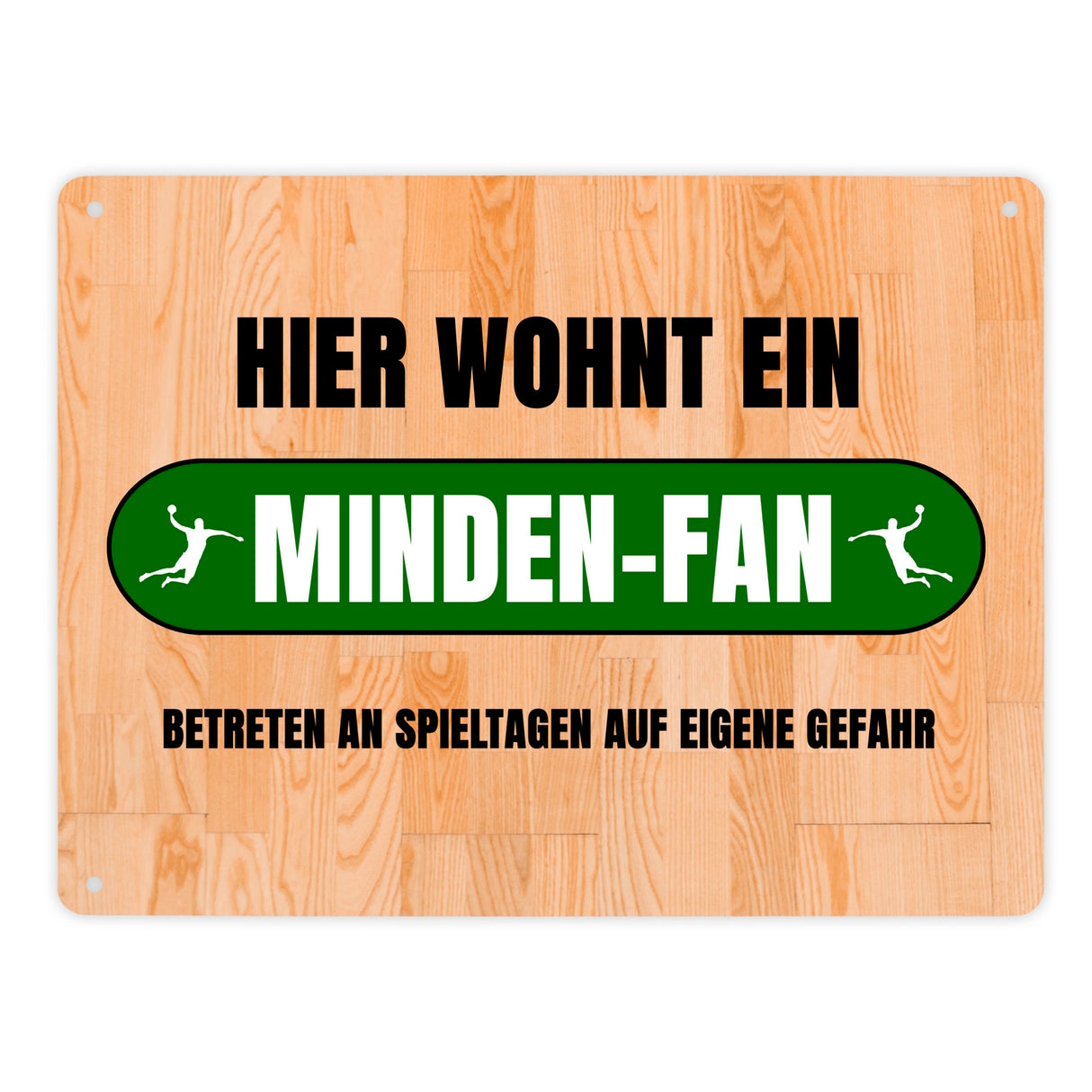 Hier wohnt ein Minden-Fan Metallschild in 15x20 cm mit Turnhallenboden Motiv