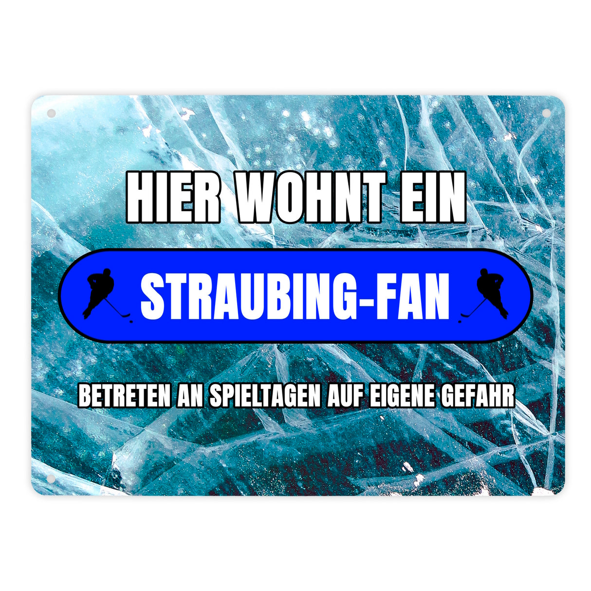 Hier wohnt ein Straubing-Fan Metallschild in 15x20 cm mit Eishallen Boden-Motiv