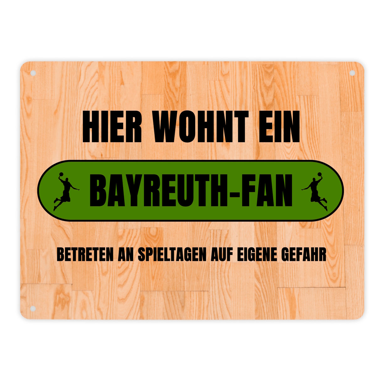Hier wohnt ein Bayreuth-Fan Metallschild in 15x20 cm mit Turnhallenboden Motiv