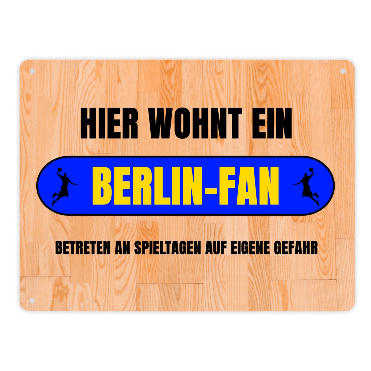 Hier wohnt ein Berlin-Fan Metallschild in 15x20 cm mit Turnhallenboden Motiv