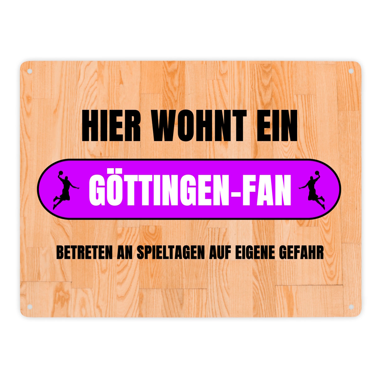 Hier wohnt ein Göttingen-Fan Metallschild in 15x20 cm mit Turnhallenboden Motiv