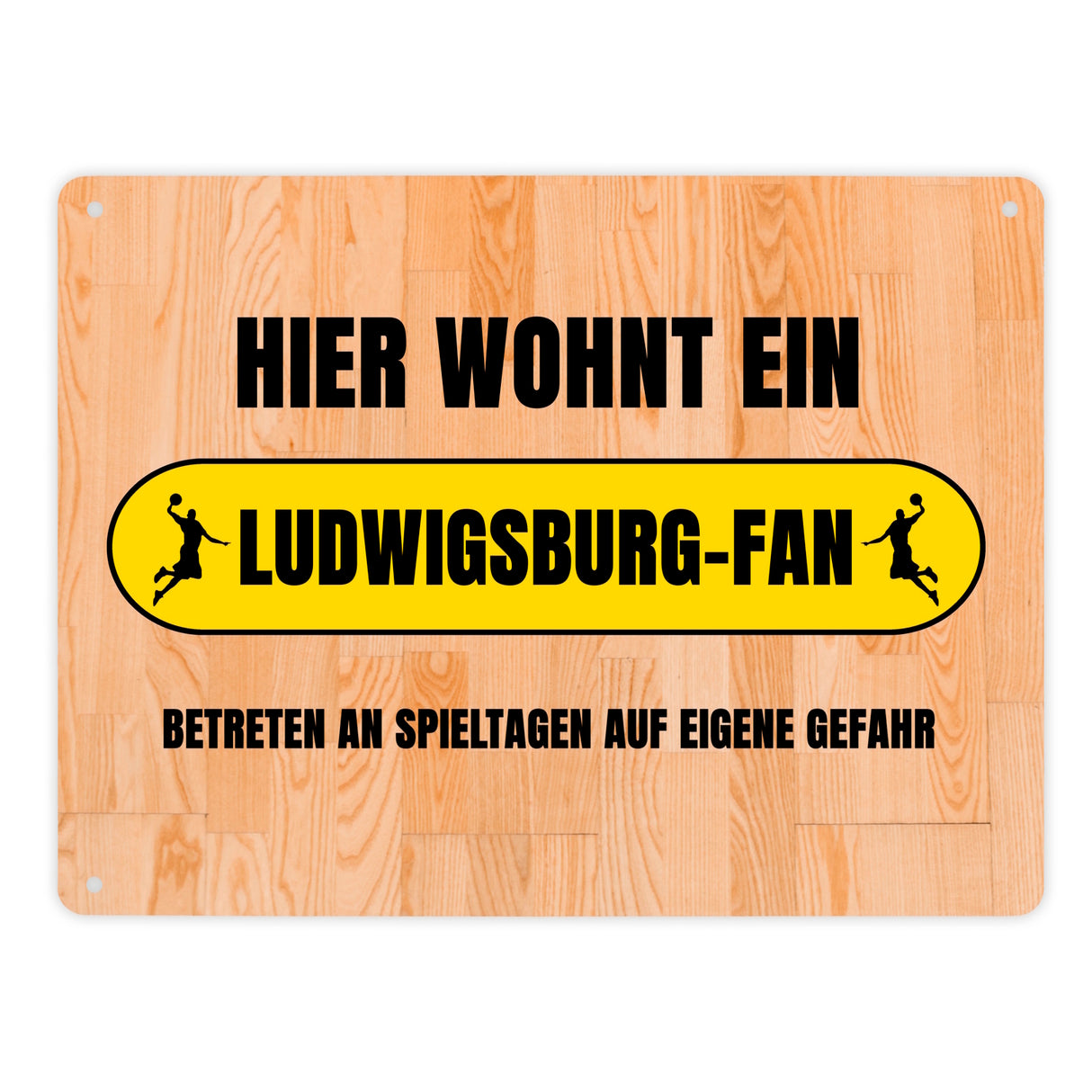 Hier wohnt ein Ludwigsburg-Fan Metallschild in 15x20 cm mit Turnhallenboden Motiv
