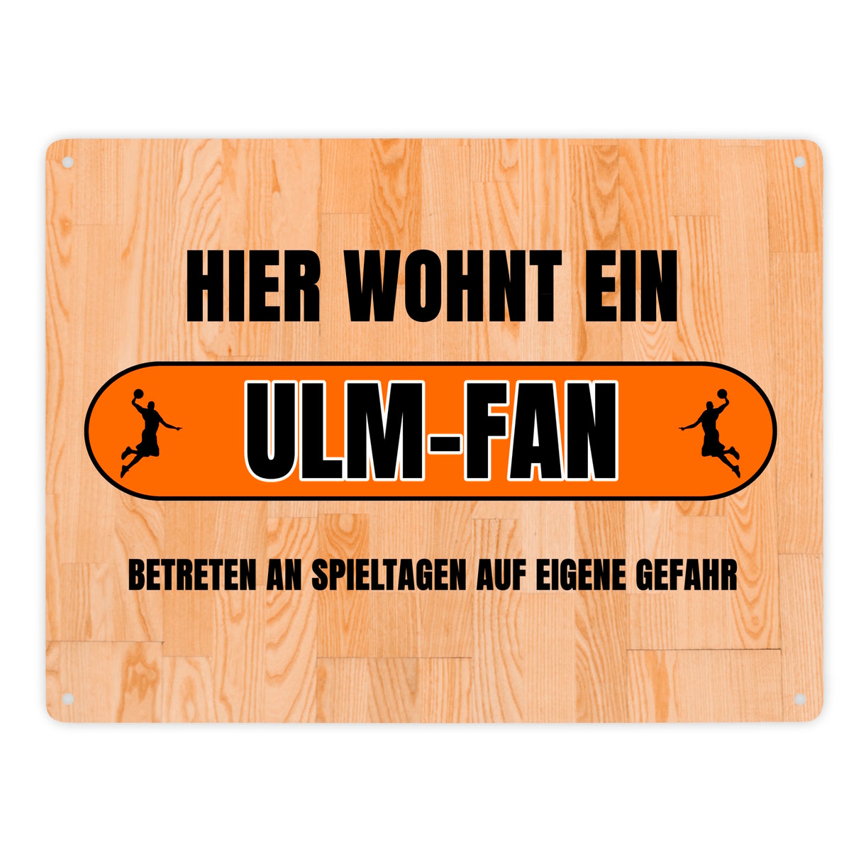 Hier wohnt ein Ulm-Fan Metallschild in 15x20 cm mit Turnhallenboden Motiv