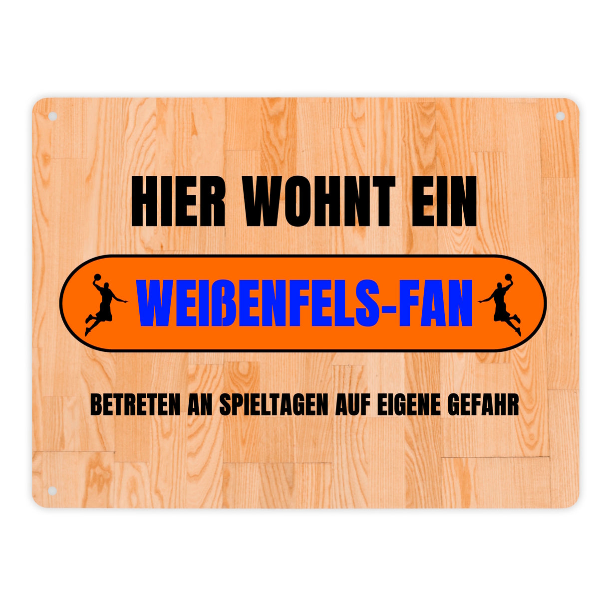 Hier wohnt eenfels-Fan Metallschild in 15x20 cm mit Turnhallenboden Motiv