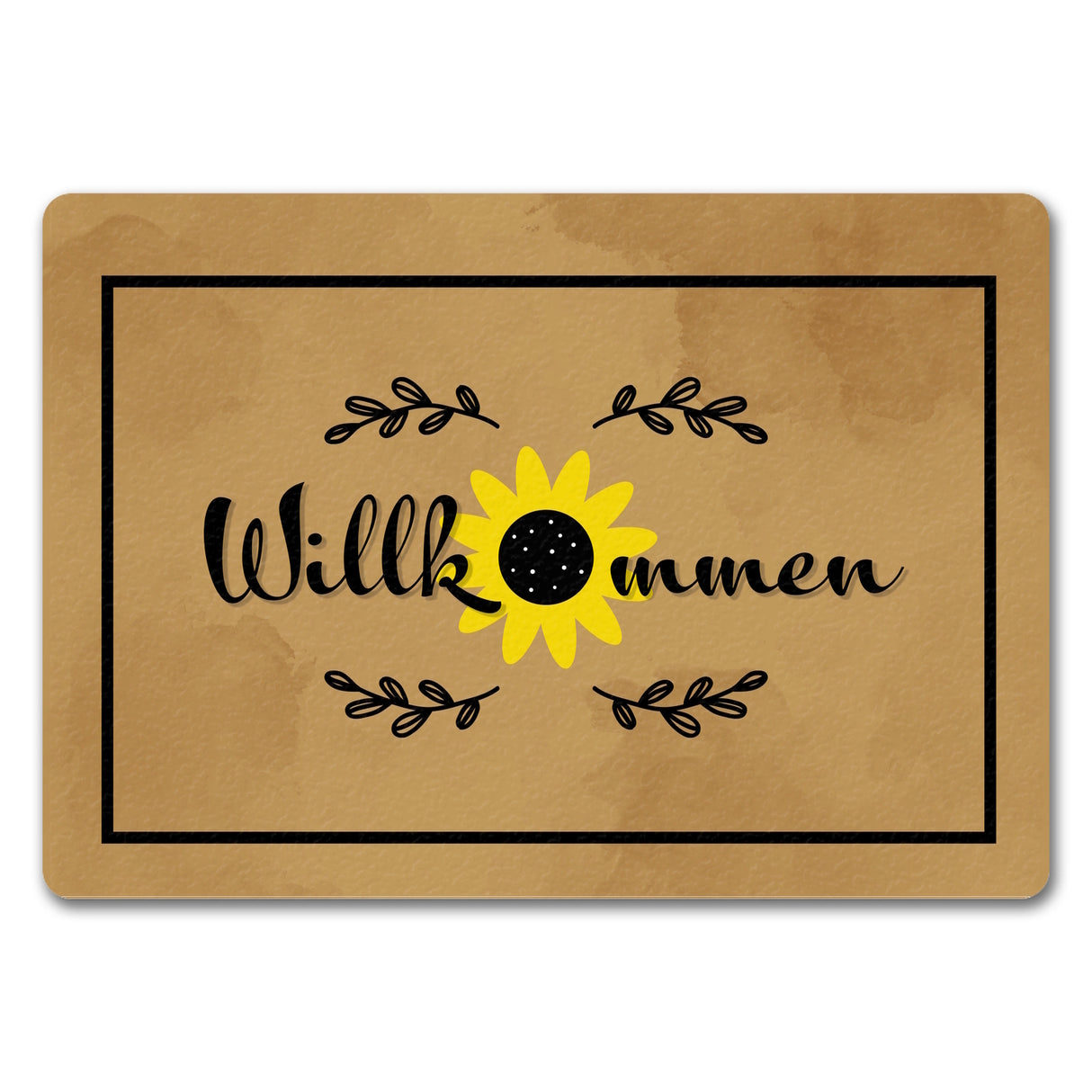 Willkommen Fußmatte mit wunderschönem Sonnenblumen Motiv für Hauseingang