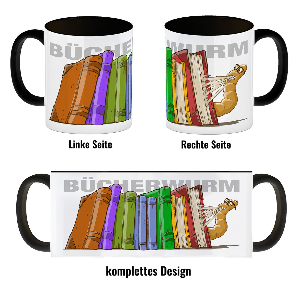 Kaffeebecher Bücherwurm für Bibliophile lesen schlau Lehrer alte Bücher