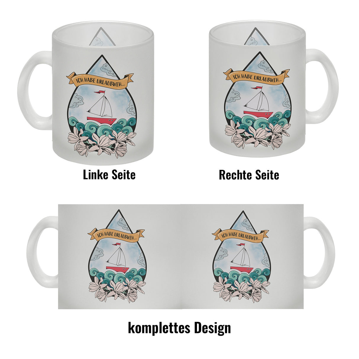 Kaffeebecher Urlaubweh mit maritimen Motiven Fernweh Nordsee Schifffahrt