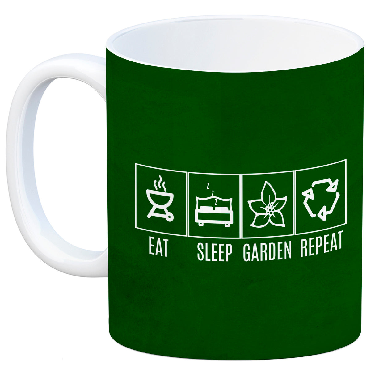 EAT, SLEEP, GAME, REPEAT Kaffeebecher mit blauem Hintergrund