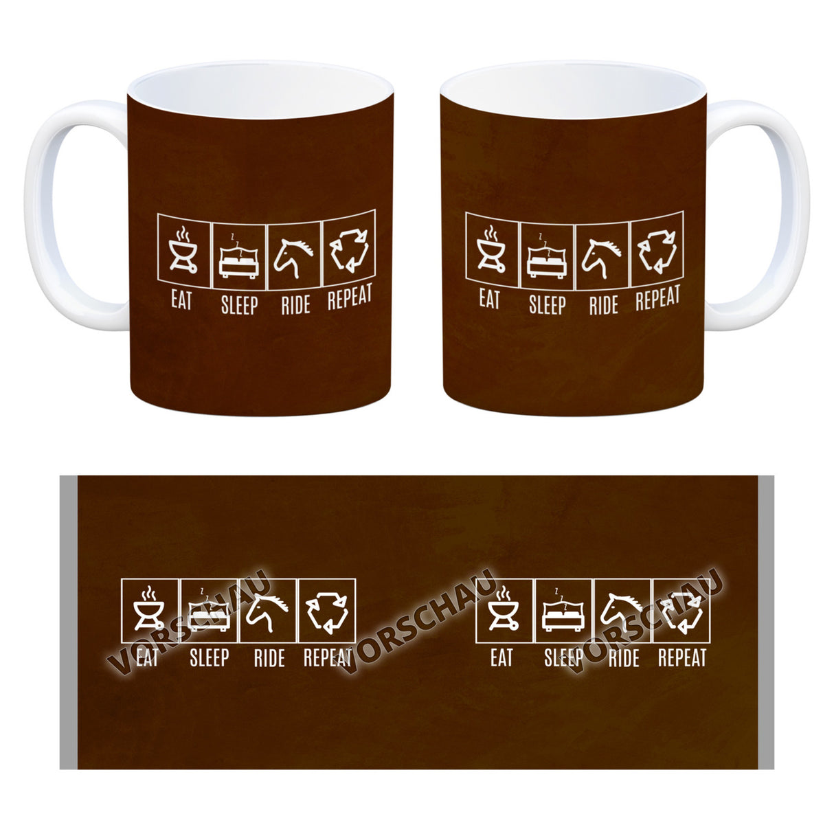 EAT, SLEEP, GAME, REPEAT Kaffeebecher mit blauem Hintergrund