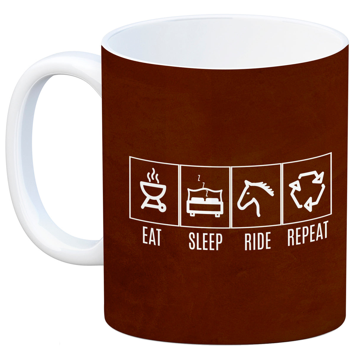 EAT, SLEEP, GAME, REPEAT Kaffeebecher mit blauem Hintergrund
