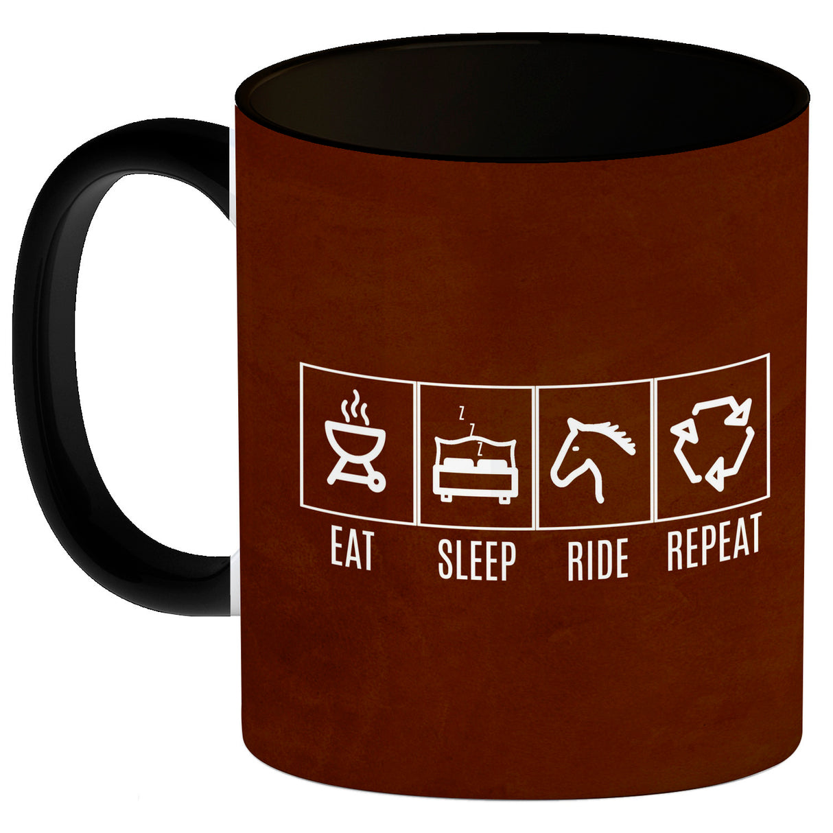 EAT, SLEEP, GAME, REPEAT Kaffeebecher mit blauem Hintergrund