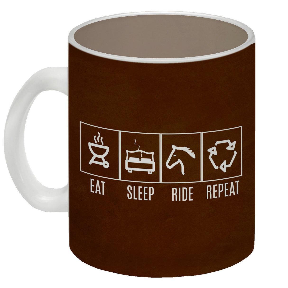 EAT, SLEEP, GAME, REPEAT Kaffeebecher mit blauem Hintergrund