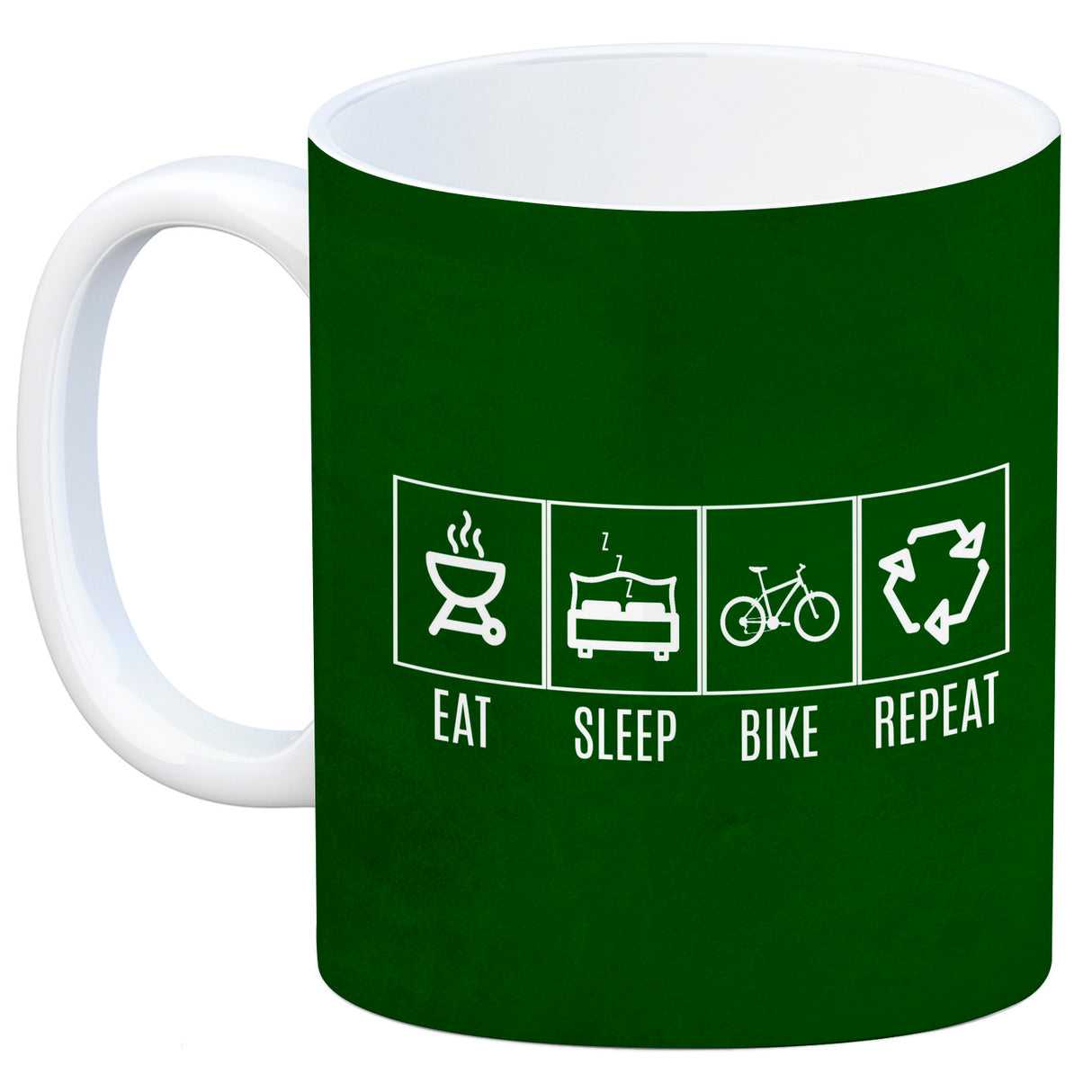 EAT, SLEEP, GAME, REPEAT Kaffeebecher mit blauem Hintergrund