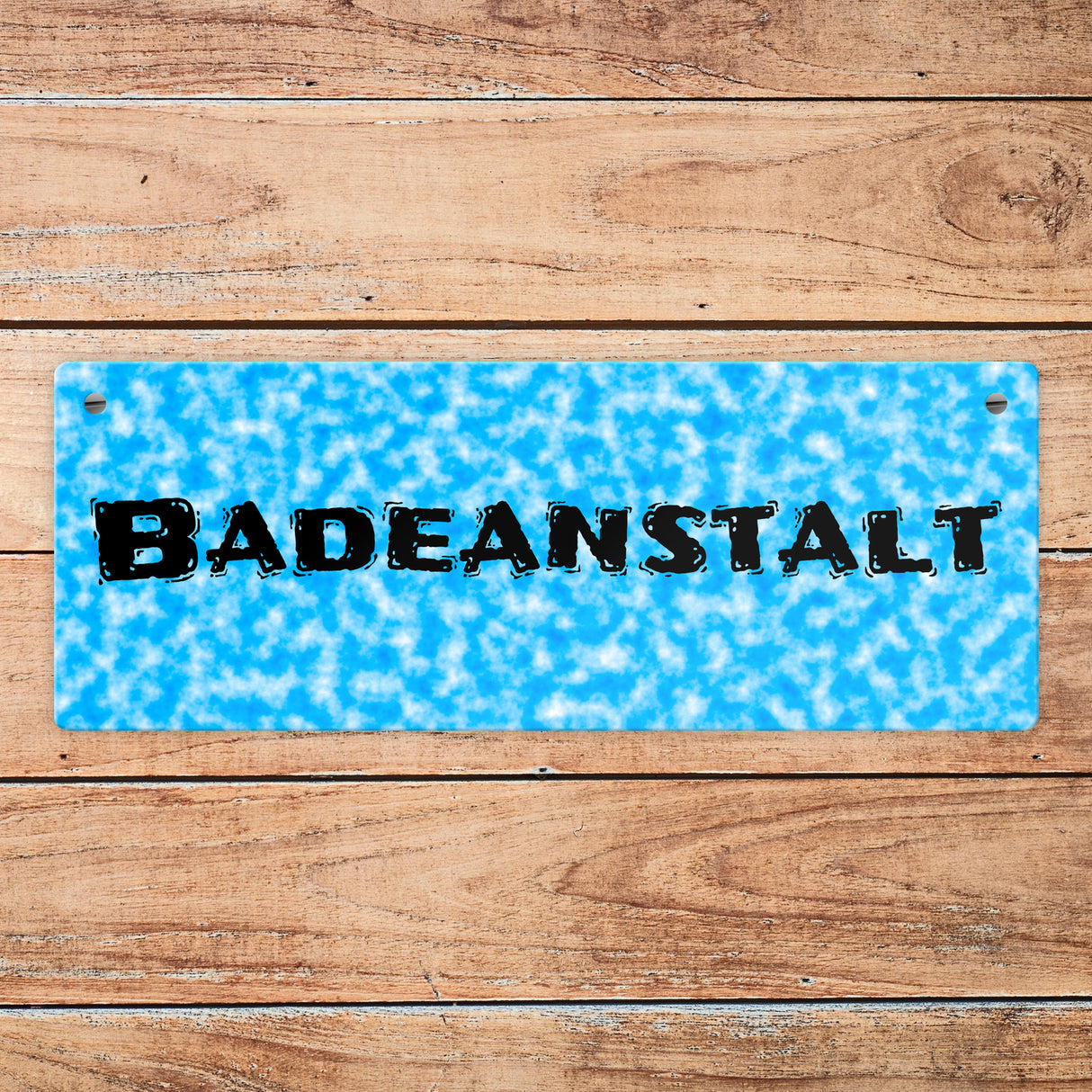 Hier geht’s zum Pool mit Pfeil nach rechts - Metallschild