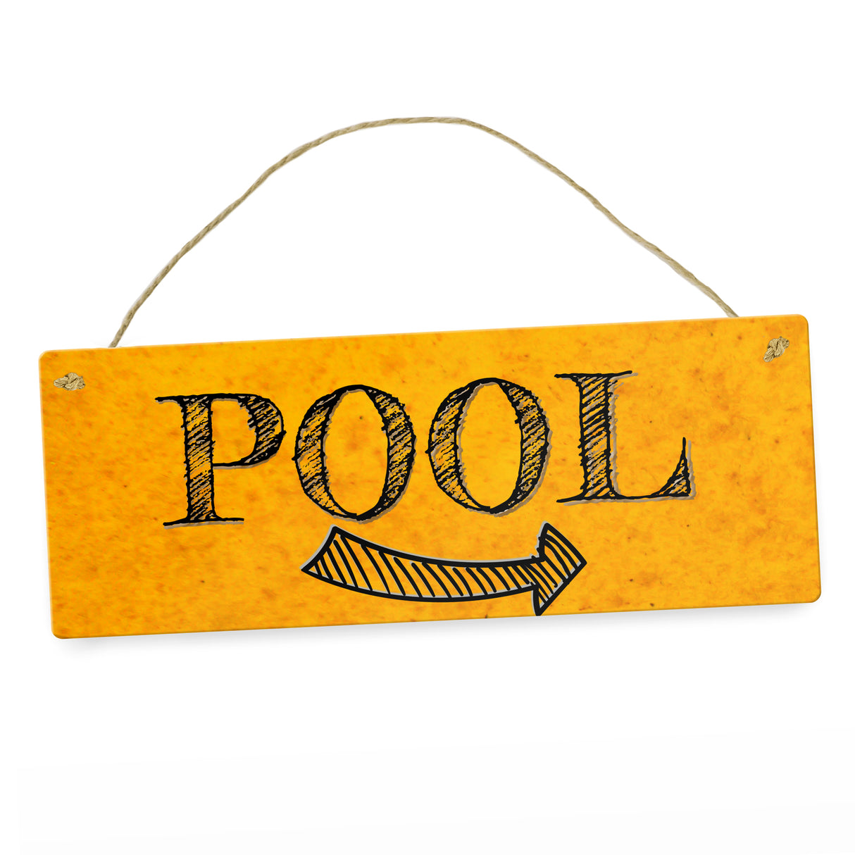 Hier geht’s zum Pool mit Pfeil nach rechts - Metallschild